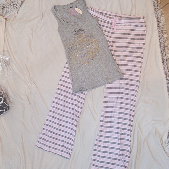 NWT Victoria's Secret Pillowtalk Tank Pajama Pink Gray Gold White Silver Sparkle - Picture 6 of 7